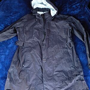 REI Women's Black Long Hooded Parka Coat Full Zip Long Sleeve Regular Fit L